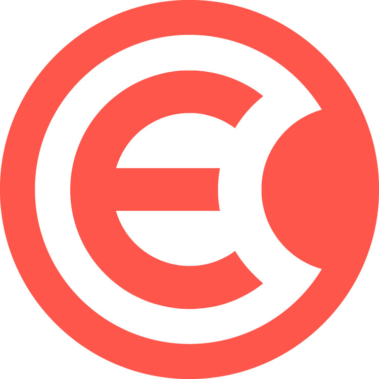 Eric Rounds Agency logo, red and white circular design