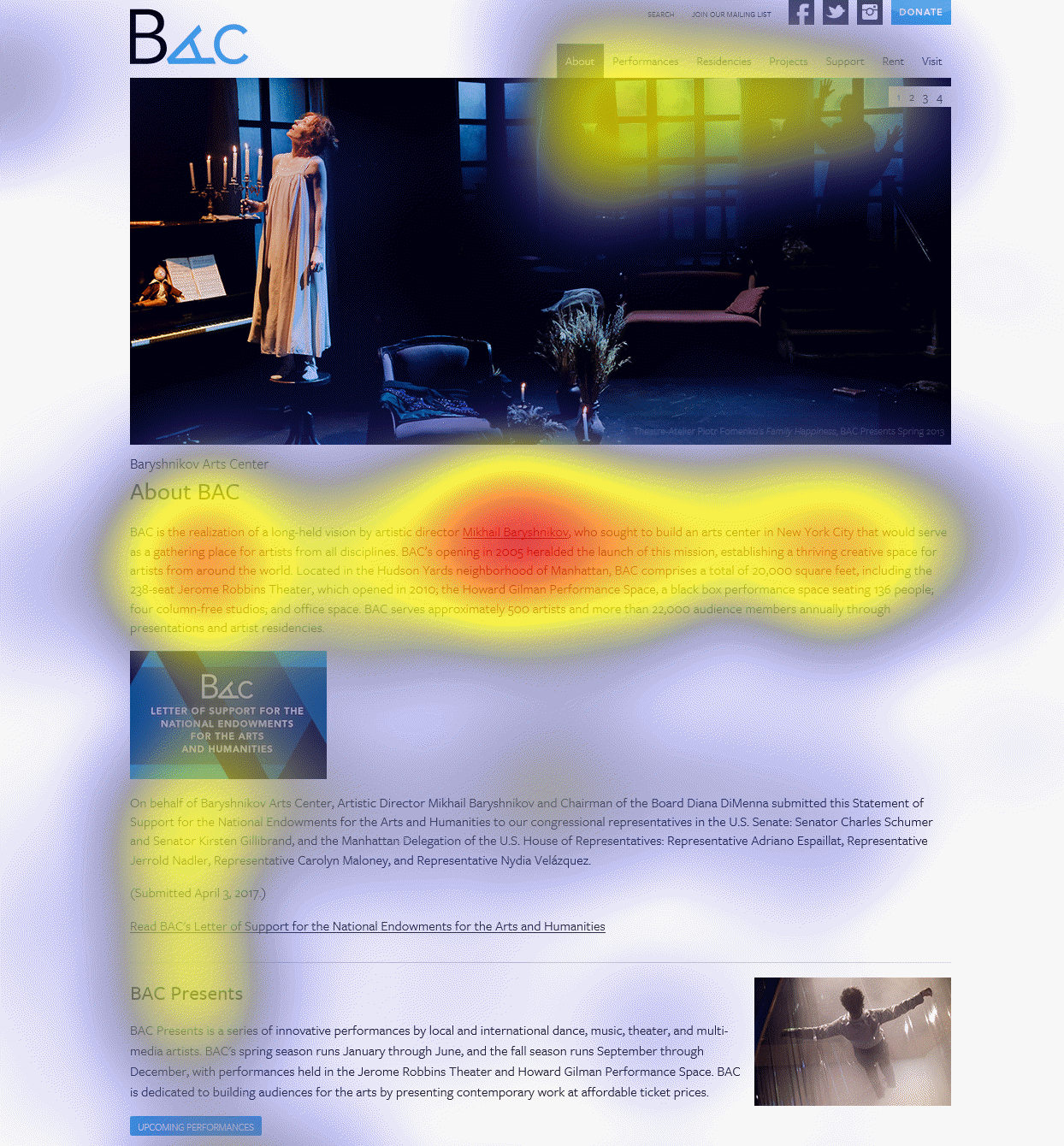 Website heatmap visualization showing user clicks and scrolling behavior for website analysis and improvement.