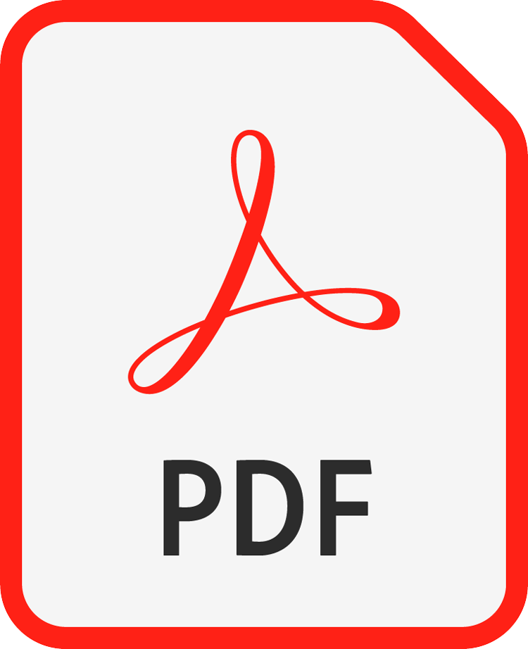 PDF file format icon representing designed documents and layouts.